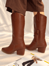LİMONA TABA İTHAL  DERİ  6 CM ÖKCE DALLAS ÇİZME