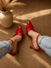 LUNA BORDO RUGAN 10 CM İNCE ÖKÇE STİLETTO SANDALET