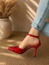 LUNA BORDO RUGAN 10 CM İNCE ÖKÇE STİLETTO SANDALET