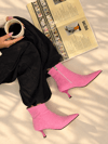 VİENNA PEMBE SUNİ DANA SÜET SİVRİ BURUN 5 CM İNCE TOPUKLU KADIN BOT 