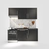 DEKOREX PİA SERİSİ ASPİRATÖR MODÜLLÜ SİYAH TEZGAHLI ANTRASİT HAZIR MUTFAK 120 cm PİA-A-120ASP