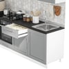 DEKOREX PİA SERİSİ ASPİRATÖR MODÜLLÜ SİYAH TEZGAHLI GRİ HAZIR MUTFAK 240 cm PİA-G-240ASP