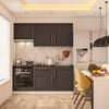 DEKOREX PİA SERİSİ ASPİRATÖR MODÜLLÜ SİYAH TEZGAHLI ANTRASİT HAZIR MUTFAK 180 cm PİA-A-180ASP