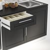 DEKOREX PİA SERİSİ ASPİRATÖR MODÜLLÜ SİYAH TEZGAHLI ANTRASİT HAZIR MUTFAK 120 cm PİA-A-120ASP
