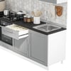 DEKOREX PİA SERİSİ DAVLUMBAZ MODÜLLÜ SİYAH TEZGAHLI GRİ HAZIR MUTFAK 240 cm PİA-G-240DAV