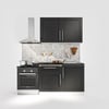 DEKOREX PİA SERİSİ DAVLUMBAZ MODÜLLÜ SİYAH TEZGAHLI ANTRASİT HAZIR MUTFAK 120 cm PİA-A-120DAV