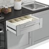 DEKOREX PİA SERİSİ DAVLUMBAZ MODÜLLÜ SİYAH TEZGAHLI GRİ HAZIR MUTFAK 240 cm PİA-G-240DAV