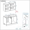 DEKOREX PİA SERİSİ DAVLUMBAZ MODÜLLÜ SİYAH TEZGAHLI ANTRASİT HAZIR MUTFAK 120 cm PİA-A-120DAV