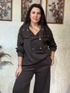 Acı Kahve Çıtçıt Detaylı Premium Kalite Modal Takım