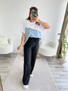 Beyaz Jean Detaylı Düğmeli Tshirt