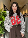 Bordo Çizgili Oversize Sweat