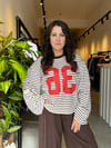 Bordo Çizgili Oversize Sweat