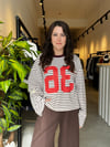 Bordo Çizgili Oversize Sweat