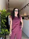 Bordo Metal Düğme Geçişli İkili Takım