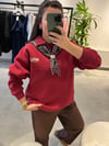 Bordo Şal Detaylı Sweat