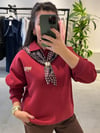 Bordo Şal Detaylı Sweat