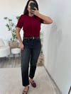 Dilvin Bordo Bisiklet Yaka Düğmeli Triko Hırka