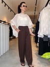 Dilvin Kahverengi Arka Beli Lastikli Bol Paça Pantolon