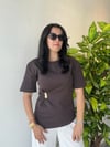 Dilvin Kahverengi Gold Toka Detaylı Bluz