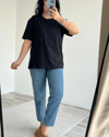 Dilvin Siyah Bisiklet Yaka Basic Tişört 