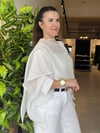 Ekru Şal Detaylı Pelerin Bluz