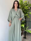 Haki Beli Lastikli Bol Pantolon