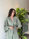 Haki Tek Düğme Kimono Gömlek