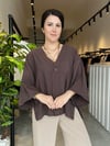 Kahverengi Tek Düğme Kimono Gömlek