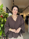 Kahverengi Tek Düğme Kimono Gömlek