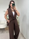 Kahverengi Yelek Pantolon İkili Premium Takım