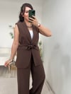 Kahverengi Yelek Pantolon İkili Premium Takım