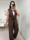 Kahverengi Yelek Pantolon İkili Premium Takım