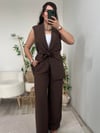 Kahverengi Yelek Pantolon İkili Premium Takım
