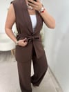 Kahverengi Yelek Pantolon İkili Premium Takım