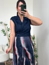 Lacivert Eteği Şifon Kemer Detaylı Denim Elbise 