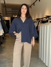 Lacivert Tek Düğme Kimono Gömlek