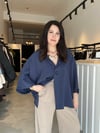 Lacivert Tek Düğme Kimono Gömlek