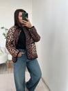 Leopar Desenli Kapitone Ceket