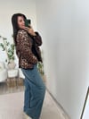 Leopar Desenli Kapitone Ceket
