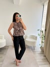 LEOPAR DESENLİ ÖNÜ BAĞLAMALI BLUZ