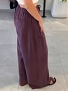 Mürdüm Arka Beli Lastikli Bol Pantolon