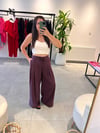 Mürdüm Arka Beli Lastikli Bol Pantolon