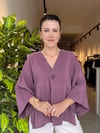 Mürdüm Tek Düğme Kimono Gömlek