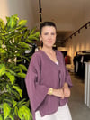 Mürdüm Tek Düğme Kimono Gömlek