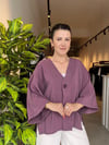 Mürdüm Tek Düğme Kimono Gömlek