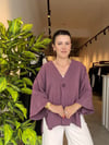 Mürdüm Tek Düğme Kimono Gömlek