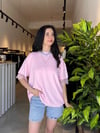Pembe Arkası Tül Detaylı Liza Bluz