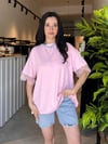 Pembe Arkası Tül Detaylı Liza Bluz