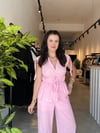 Pembe Keten Dokulu İkili Takım