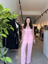 Pembe Keten Dokulu İkili Takım